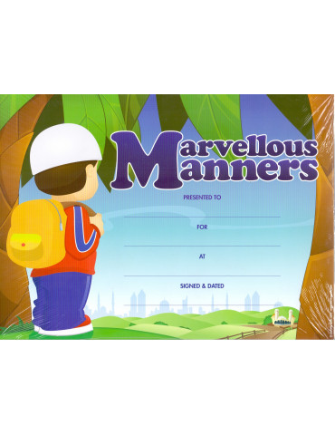 [Pack of 25] Marvellous Manners Certificates (A4)