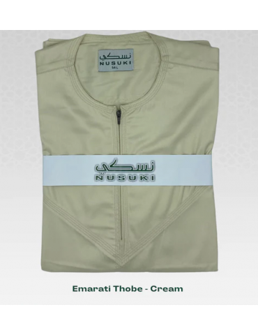 Nusuki Emarati Thobe with Tassel - Cream