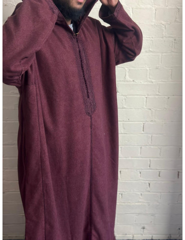 Moroccan Winter Thobe (Maroon - Zip)